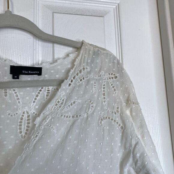 The Kooples Broderie Anglais Dobby Dress White Lace Dainty Cottagecore Medium - Picture 4 of 7